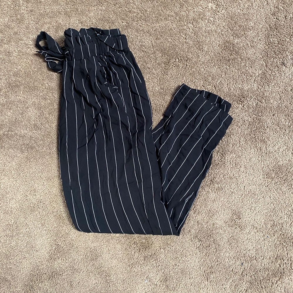 Black with white strips trousers pants